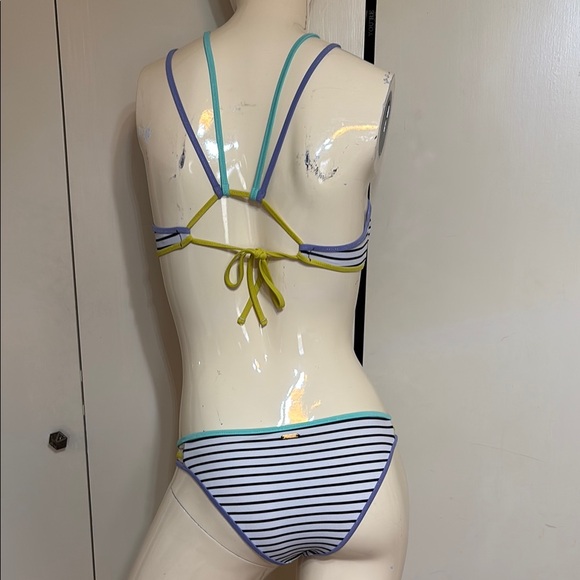 Victoria's Secret Striped Bikini Athletic Top & Strappy Cheeky Bottom - Picture 2 of 9